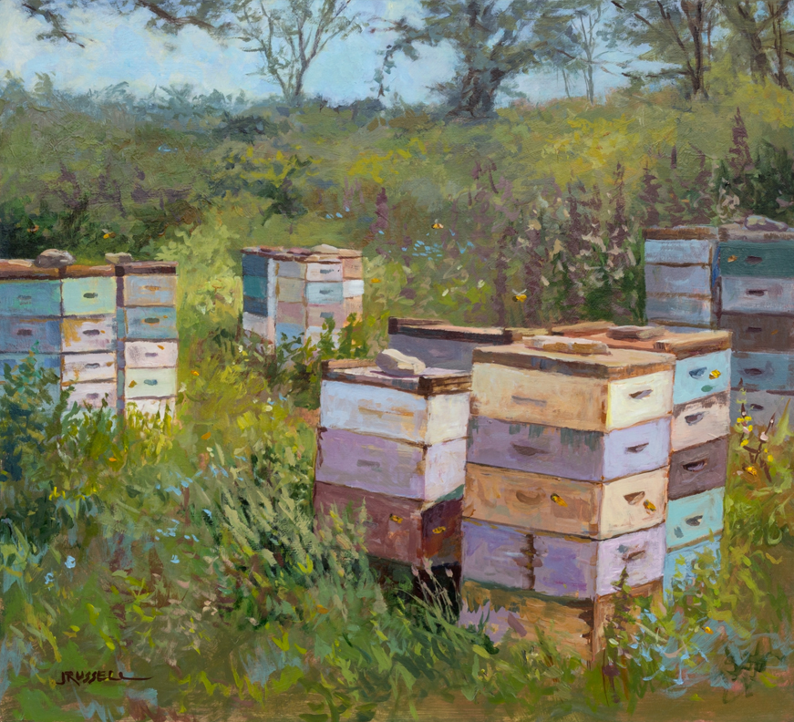 Bee Boxes • Acrylic on Panel • 18" x 17.75" • 2014