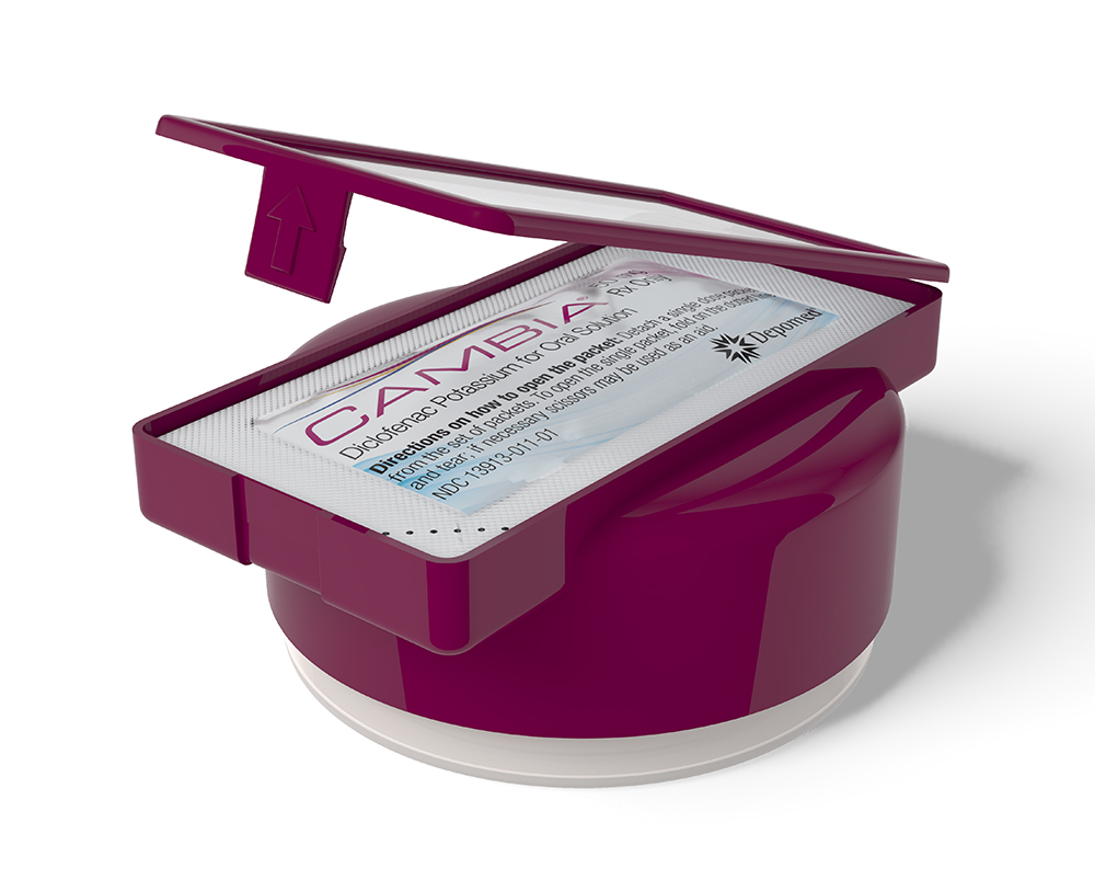 Case with collapsible cup and packets.